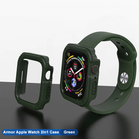 Husa Full Body, compatibila Apple Watch 4 / 5/ 6/ SE / SE 2 44mm, Armor HTPMAG, Verde