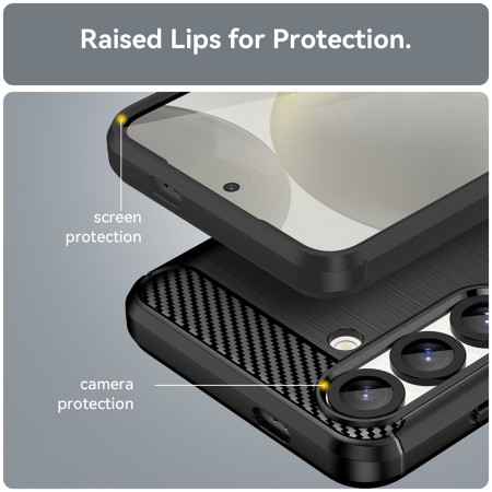 Husa Carbon pentru Samsung Galaxy S25 Edge, Negru