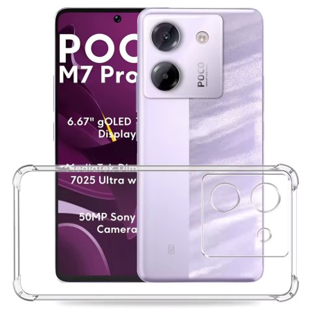 Husa Antisoc pentru Xiaomi Poco M7 Pro 5G, AirBag PRO, 4 Colturi Ranforsate, Clear