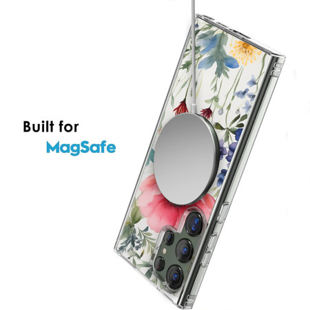 Husa personalizata pentru Samsung Galaxy S24 Ultra, MagSafe Atasare Magnetica, Antisoc, Model Floral 4