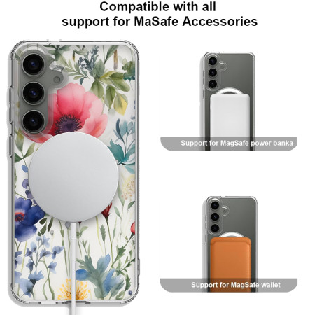 Husa personalizata compatibila Samsung Galaxy S23, MagSafe Atasare Magnetica, Antisoc, Model Floral 4