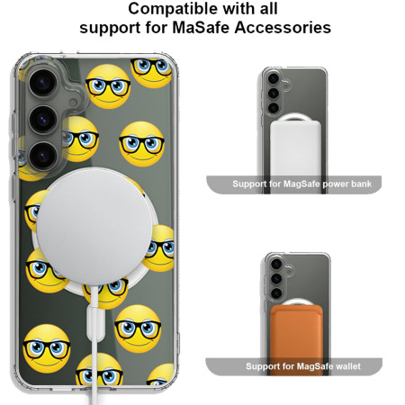 Husa personalizata pentru Samsung Galaxy S24, MagSafe Atasare Magnetica, Fata Zambitoare cu Ochelari 