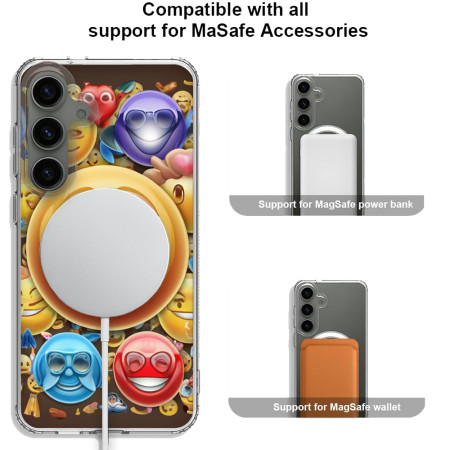 Husa personalizata pentru Samsung Galaxy S24, MagSafe Atasare Magnetica, Emoji Smiley Faces