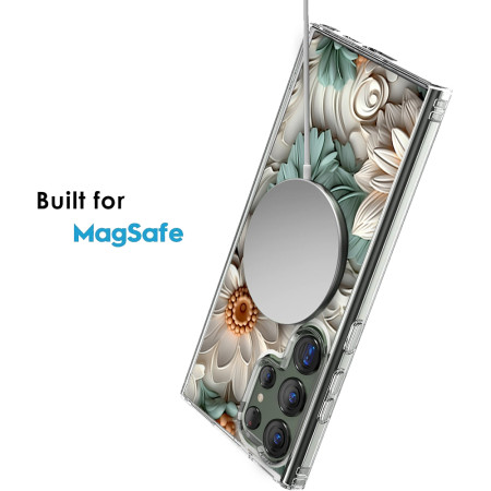 Husa personalizata pentru Samsung Galaxy S23 Ultra, MagSafe Atasare Magnetica, 3D Flower Medley 4