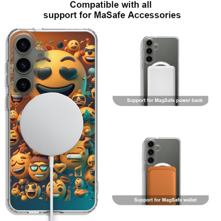 Husa personalizata pentru Samsung Galaxy S23, MagSafe Atasare Magnetica, Emoji Faces
