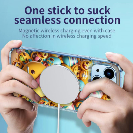 Husa personalizata pentru Apple iPhone 15, MagSafe Atasare Magnetica, Antisoc, Emoji Smile