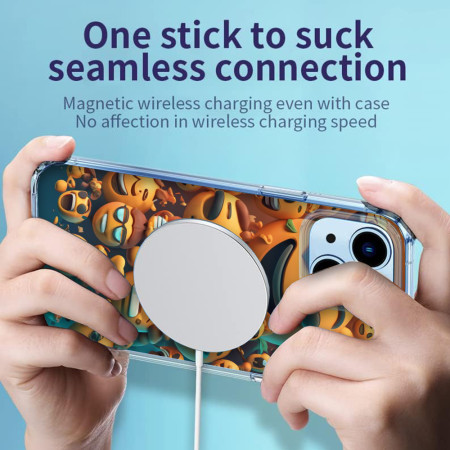 Husa personalizata pentru Apple iPhone 13, MagSafe Atasare Magnetica, Antisoc, Emoji Faces