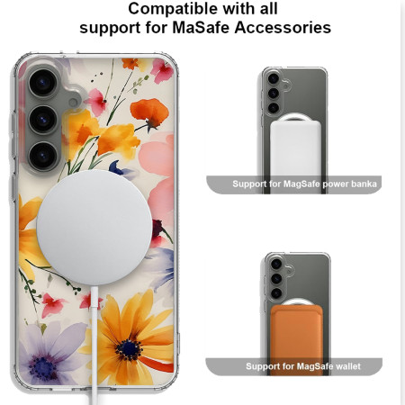 Husa personalizata compatibila Samsung Galaxy S23, MagSafe Atasare Magnetica, Antisoc, Model Floral 2