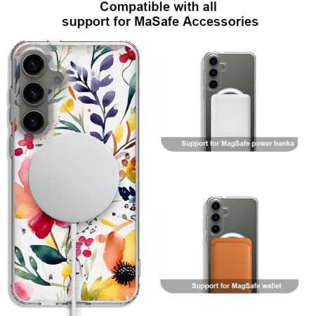 Husa personalizata compatibila Samsung Galaxy S23, MagSafe Atasare Magnetica, Antisoc, Model Floral 5