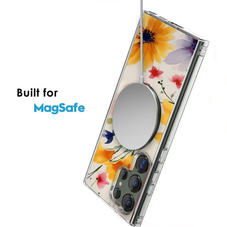 Husa personalizata pentru Samsung Galaxy S24 Ultra, MagSafe Atasare Magnetica, Antisoc, Model Floral 2