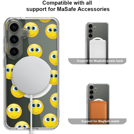 Husa personalizata pentru Samsung Galaxy S24, MagSafe Atasare Magnetica, Grinning face with big eyes