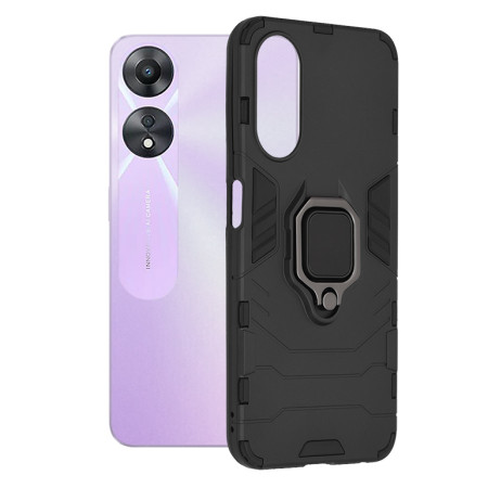 Husa H-Ring Defender compatibila Oppo A78 5G, Antishock Armor, Inel rotetiv 360 grade, Magnet suport auto incorporat, TPU si PC, Negru