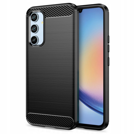 Husa Carbon Fiber compatibila cu Samsung Galaxy A34 5G, Flexibila, HTPMAG Protect 33.21, Black