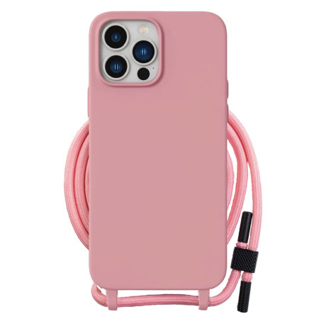 Husa cu Snur compatibila Apple iPhone 15 Plus, Prindere la gat Regrabila, Crossbody, Rose