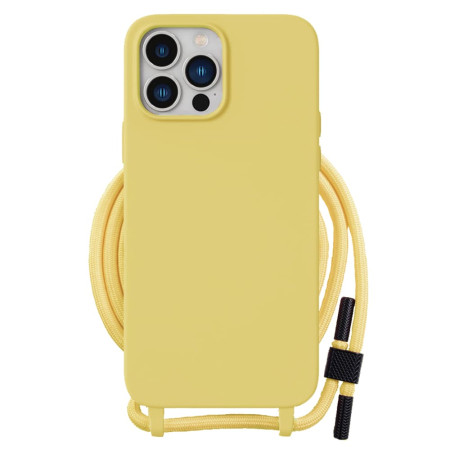 Husa cu Snur compatibila Apple iPhone 15 Pro Max, Prindere la gat Regrabila, Crossbody, Galben