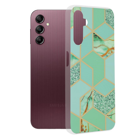 Husa Slim compatibila cu Samsung Galaxy A14, Marble Fashion, Verde