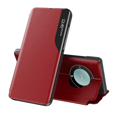 Husa Smart View compatibila cu Honor Magic5 Lite, tip Carte, HTPMAG, Rosu