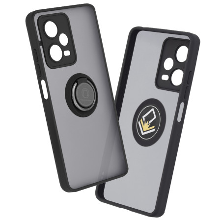 Husa Glinth Magnet Auto si Inel Rotativ compatibila cu Xiaomi Redmi Note 12 Pro, HTPMAG, Negru