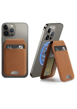 Suport de birou ESR MagSafe HaloLock, Stand Wallet, Piele Eco, Tan Suede