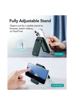 Suport de birou ESR MagSafe HaloLock, Stand Wallet, Piele Eco, Green Suede