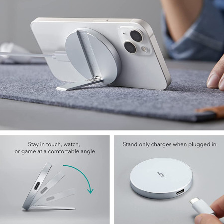 Incarcator ESR Wireless HaloLock compatibil MagSafe cu Suport, Alb