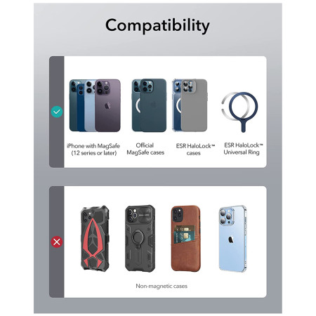 Incarcator Wireless Mini HaloLock, Magnetic Strong, Cablu din Nylon, Silver