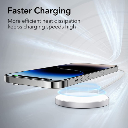 Incarcator Wireless Mini HaloLock, Magnetic Strong, Cablu din Nylon, Silver