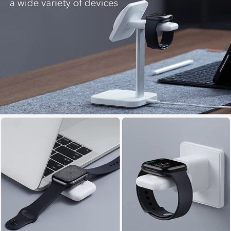 Incarcator Wireless Portable pentru Apple Watch, AirPods Pro 2, Fast Charging, Alb
