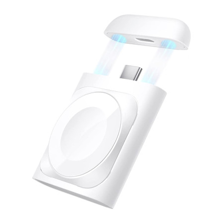 Incarcator Wireless Portable pentru Apple Watch, AirPods Pro 2, Fast Charging, Alb