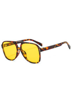Ochelari de Soare cu protectie UV cu Lentile Polarizate PC (98061), Aviator, Leopard Galben