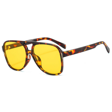 Ochelari de Soare cu protectie UV cu Lentile Polarizate PC (98061), Aviator, Leopard Galben