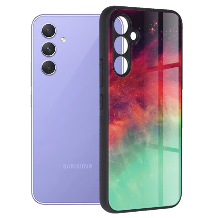 Husa Samsung Galaxy A54 compatibila, Glass Spate din Sticla Securizata, Fiery Ocean
