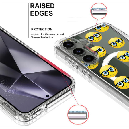 Husa personalizata pentru Samsung Galaxy S24, MagSafe Atasare Magnetica, Fata Zambitoare cu Ochelari 