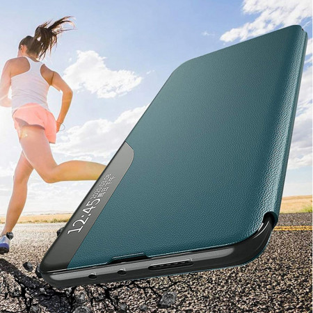 Husa Tip Carte compatibila Xiaomi Redmi Note 13 5G, Stand View, Dark Green