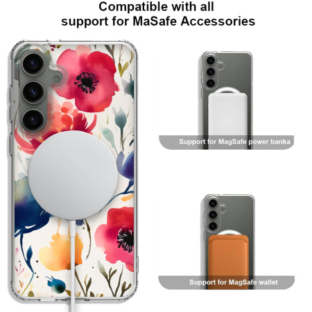Husa personalizata compatibila Samsung Galaxy S24, MagSafe Atasare Magnetica, Antisoc, Model Floral 3