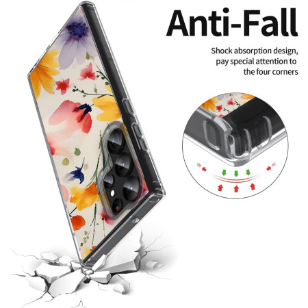 Husa personalizata pentru Samsung Galaxy S24 Ultra, MagSafe Atasare Magnetica, Antisoc, Model Floral 2