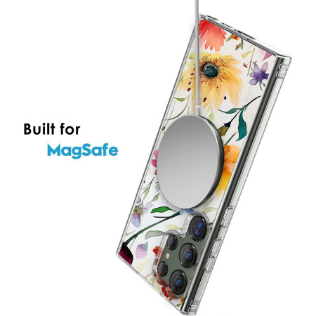Husa personalizata pentru Samsung Galaxy S23 Ultra, MagSafe Atasare Magnetica, Antisoc, Model Floral 1