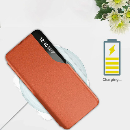 Husa Tip Carte compatibila Xiaomi Redmi Note 13 Pro 4G / Poco M6 Pro 4G, Stand View, Orange