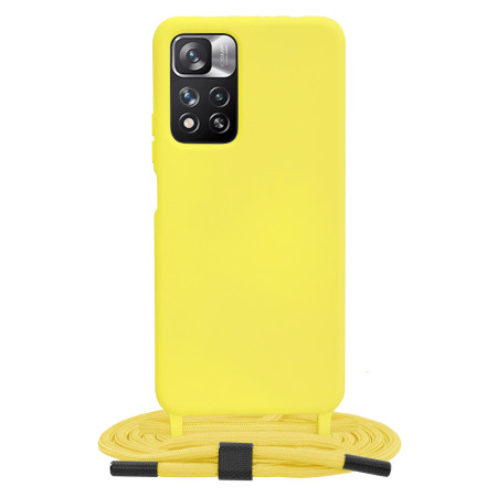 Husa cu Snur compatibila Xiaomi Redmi Note 11 Pro Plus, Prindere la gat Regrabila, Crossbody, Galben