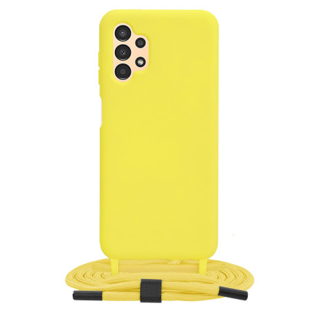 Husa cu Snur compatibila Samsung Galaxy A13, Prindere la gat Regrabila, Crossbody, Galben