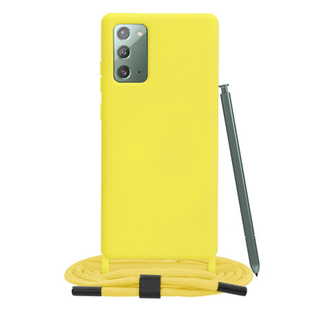 Husa cu Snur compatibila Samsung Galaxy Note 20, Prindere la gat Regrabila, Crossbody, Galben
