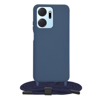 Husa cu Snur compatibila Honor X7a, Prindere la gat Regrabila, Crossbody, Albastru