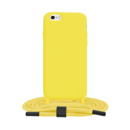 Husa cu Snur compatibila Apple iPhone 6 / 6S, Prindere la gat Regrabila, Crossbody, Galben