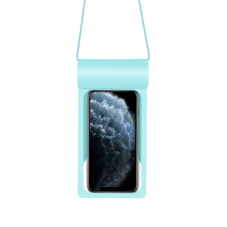 Husa subacvatica telefon waterproof and snowproof compatibila cu modelele Apple iPhone, pana la 6,8’, TWC1, IPX8, 30m, Cyan