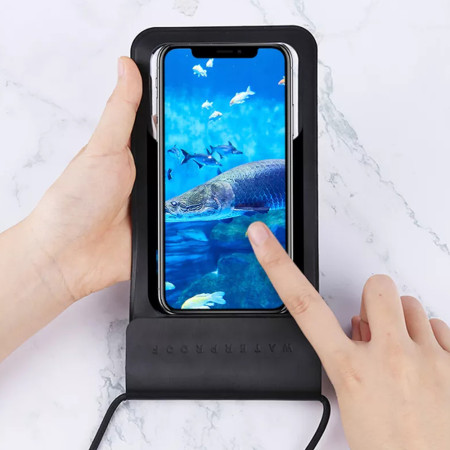 Husa subacvatica telefon waterproof and snowproof compatibila cu modelele Apple iPhone, pana la 6,8’, TWC1, Negru 