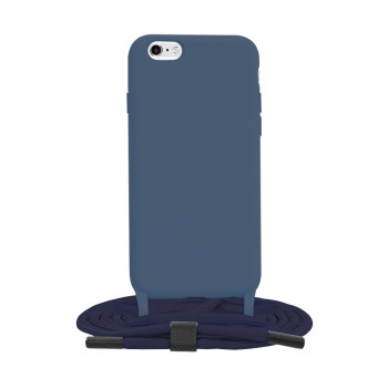 Husa cu Snur compatibila Apple iPhone 6/ 6S Prindere la gat Regrabila, Crossbody, Albastru