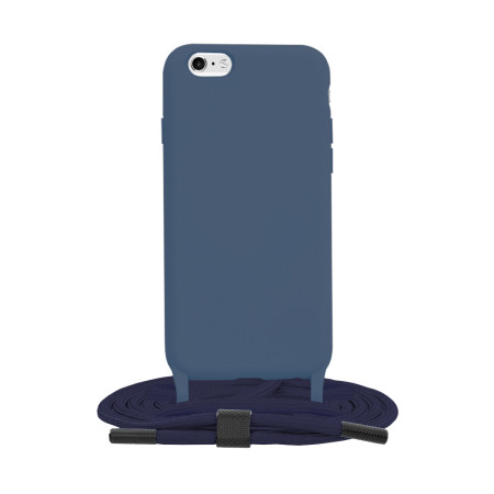 Husa cu Snur compatibila Apple iPhone 6/ 6S Prindere la gat Regrabila, Crossbody, Albastru