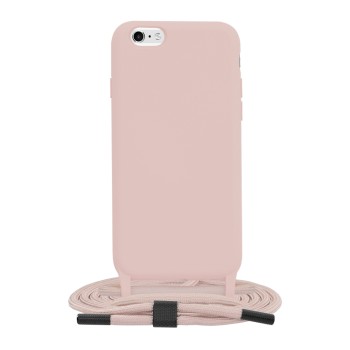 Husa cu Snur compatibila Apple iPhone 6/ 6S Prindere la gat Regrabila, Crossbody, Rose