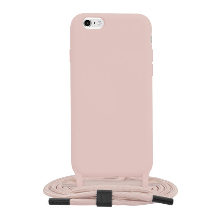 Husa cu Snur compatibila Apple iPhone 6/ 6S Prindere la gat Regrabila, Crossbody, Rose