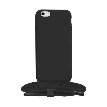Husa cu Snur compatibila Apple iPhone 6/ 6S Prindere la gat Regrabila, Crossbody, Negru